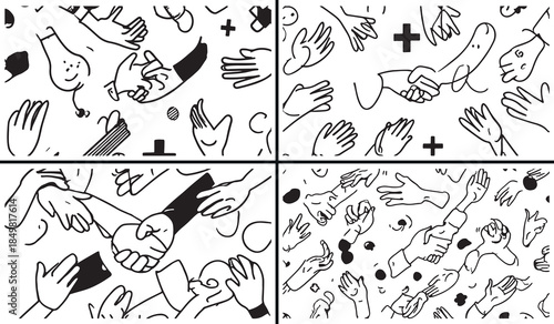 hand icon clipart, body part doodles, gesture illustration set, human hand drawings, expressive hand sketches, black white hand icons, printable body symbols, anatomy doodle pack, hand outline icons, 