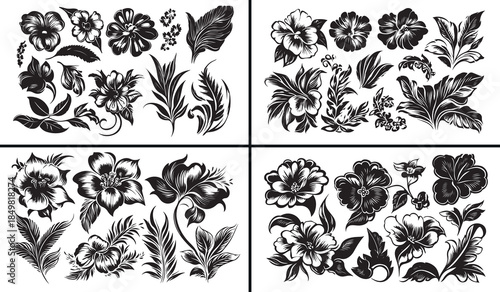 rose flower clipart, floral bouquet illustration, romantic flower sketches, hand drawn rose art, botanical flower designs, black white rose clipart, printable floral bouquets, wedding flower pack, flo