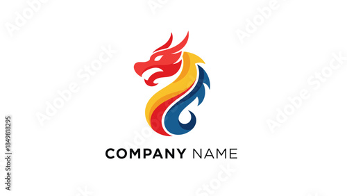 Colorful Dragon Head Logo Design Element.