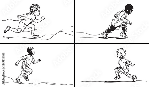 cute kid illustration, outdoor scene doodle, child cartoon sketch, playful kids drawing, hand drawn children art, black white kids clipart, printable kids scenes, storybook illustration pack, childhoo