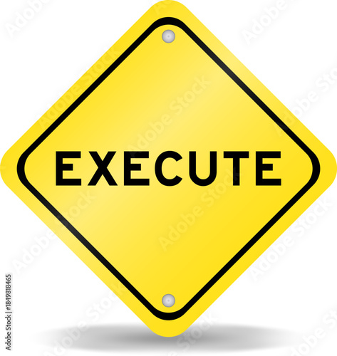 Yellow color transportation sign with word executed on white background