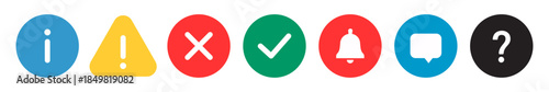 UI feedback and notification icon set with info warning error success alert help and notification symbols for dashboards mobile apps websites and SaaS products. Basic UI icons. 