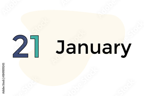 january 21 calendar with colorful number