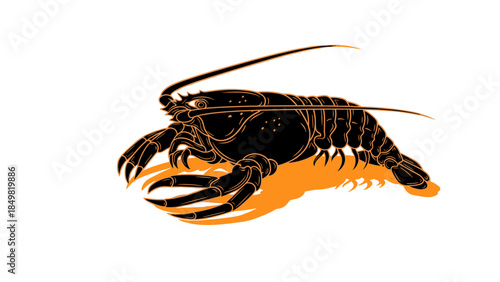 Black Lobster with Claws and Antennae.