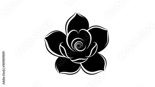 Black Lotus Flower Illustration Design Element 2.