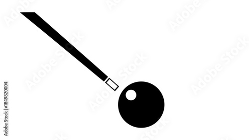 Black Paint Brush with Paint on Tip.