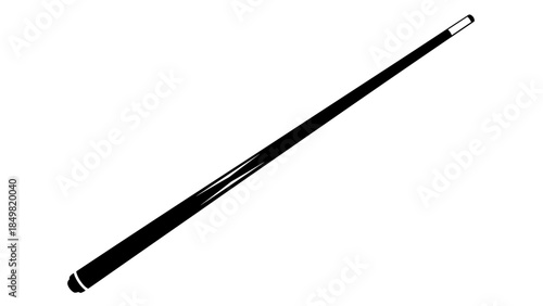 Black Pool Cue Stick with Metal Tips.