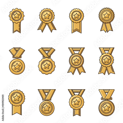 Collection of Various Award Medals and Ribbons Displayed Horizontally