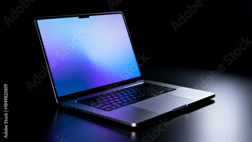 Wallpaper Mural Laptop in dark minimal studio lighting Torontodigital.ca