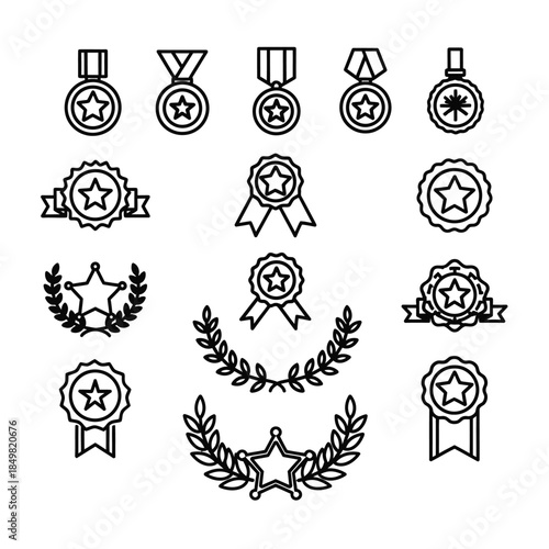 Collection of award medals and ribbons showcasing achievement and recognition designs