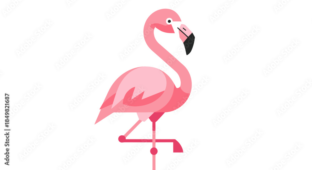 Fototapeta premium Aesthetic vector illustration of a flamingo bird in vibrant shades of pink and modern simplicity