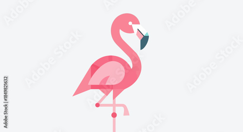Stylized flamingo illustration on a clean white background creating a contemporary tropical vibe