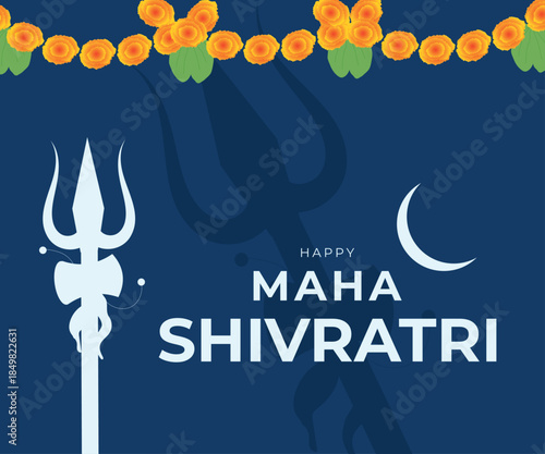Maha Shivratri greeting banner. Vector illustration