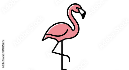 Stylized flamingo illustration with delicate pink tones and clean outlines a simple yet elegant