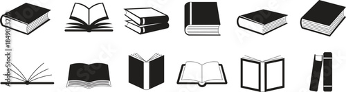 Book Icons Set Vector Illustration. Open and Closed Books, Education and Reading Symbols