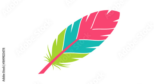 Stylized feather illustration featuring vibrant colors on a clean white background for design