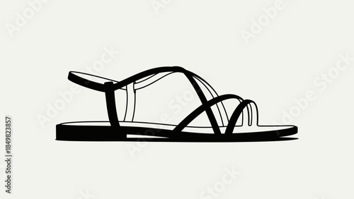 Black Sandal Footwear Illustration Design 2.