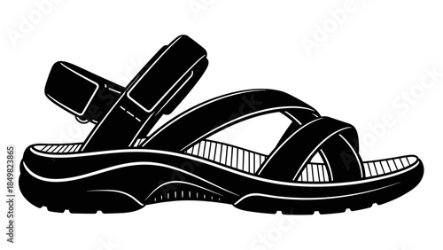Black Sandal Footwear Illustration Design 3.