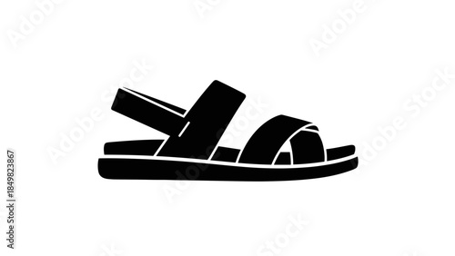 Black Sandal Footwear Illustration Design.