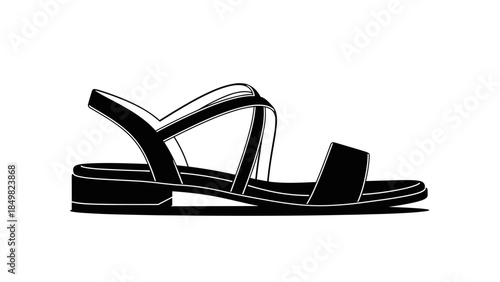 Black Sandal Footwear Illustration Design 4.