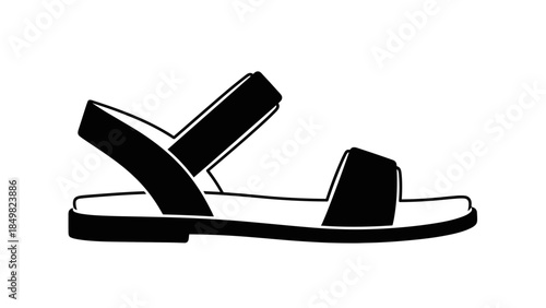 Black Sandal Footwear Illustration Design 1.
