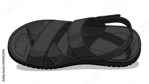 Black Sandal Footwear Summer Fashion.