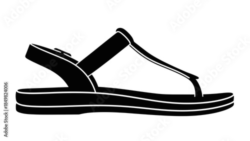 Black Sandal with White Trim Details 1.