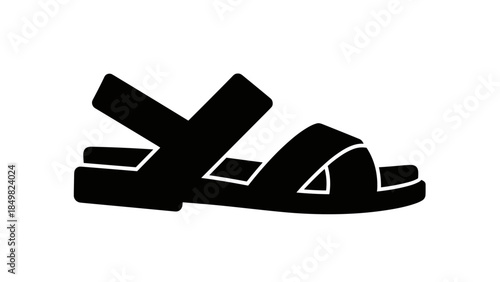 Black Sandal with White Trim Details.