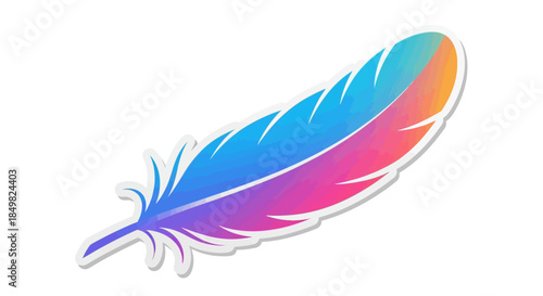 Vibrant feather illustration showcasing smooth color gradation on isolated backdrop