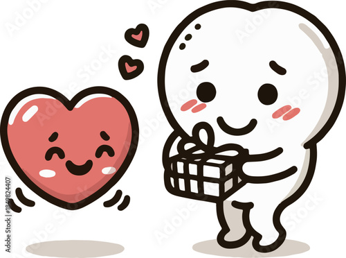 Cute Happy Valentine’s Day doodle vector with smiling hearts in kid-friendly pastel colors, Generative Ai