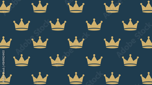 Golden crowns on dark blue background for luxury and royalty themes