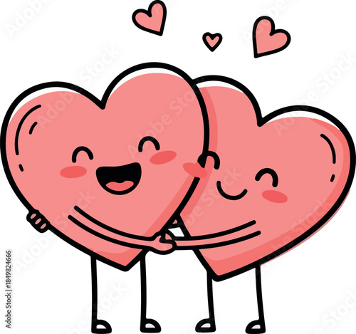 Simple and funny Valentine heart doodle vector in pastel kid colors on white background, Generative Ai