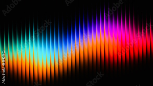 Colorful sound wave illustration with vibrant gradients showcasing a dynamic visual representation of audio frequencies and rhythms against a dark background