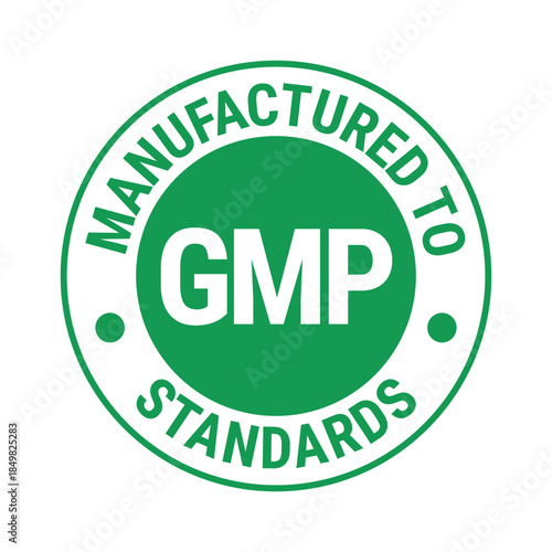Round GMP certified badge for current good manufacturing practice labels