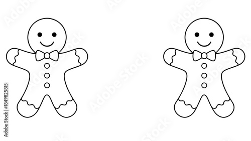 a simple black and white outline drawing of a gingerbread man cookie, which is commonly used as a template, coloring page, or icon