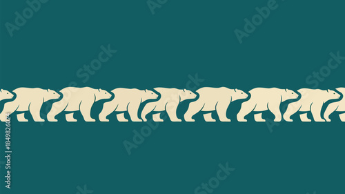 Evolutionary bear line art on teal background for conservation themes