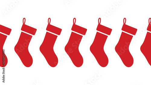 Vibrant red Christmas stockings on white background for holiday decor