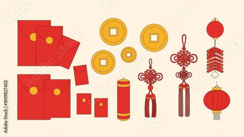 Chinese New Year Decorations and Symbols.
