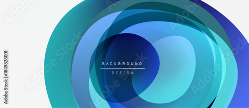 Abstract circular design. Blue, teal hues blend, creating dynamic visual effect. Text reads background design centrally positioned.