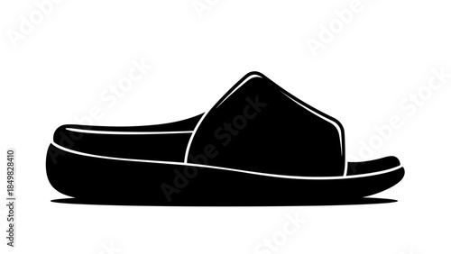 Black Silhouette of a Slide Sandal.