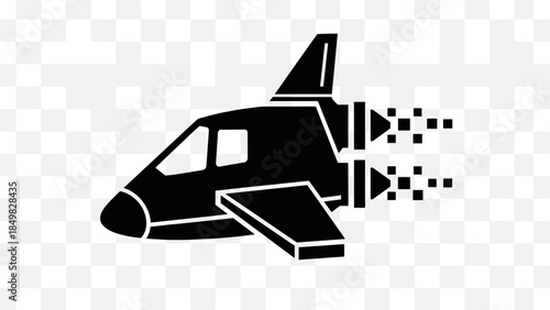 Black Silhouette of a Spacecraft in Flight.