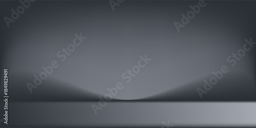 Empty Gray studio room background Space for selling products, backdrop, wallpaper, background, text. Empty Room Studio with table. Vector illustration.