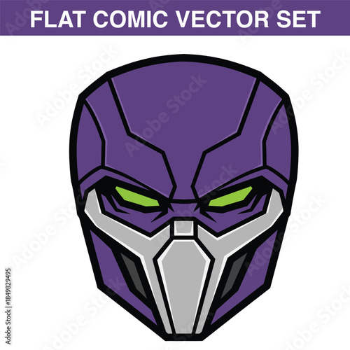 Purple futuristic villain or ninja mask vector avatar