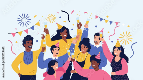 Diverse Group of People Celebrating Together.