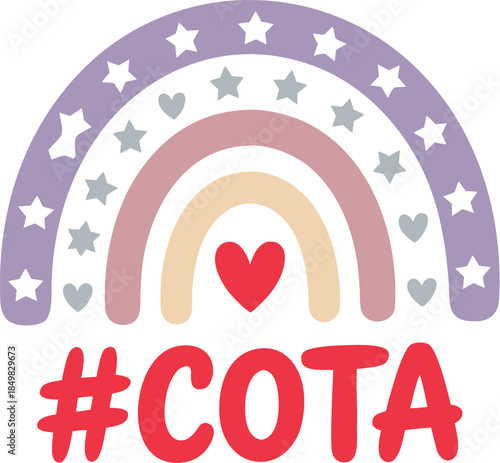 COTA – Certified Occupational Therapy Assistant Rainbow Illustration T-Shirt Design