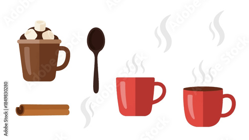 Hot Chocolate Mugs and Cinnamon Stick.