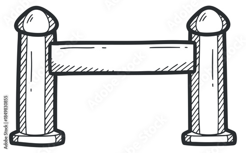 A hand-drawn sketch of a wooden fence in a simple outline style, suitable for landscape and rural-themed projects