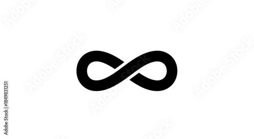 Simple Black Infinity Symbol on White Background for Minimalist Design Projects