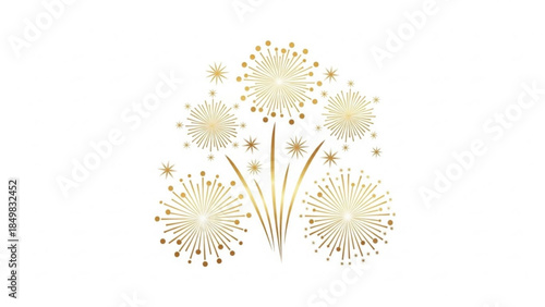 Golden dandelion flowers with delicate petals and stems on white background, symbolizing hope and new beginnings in a minimalist style