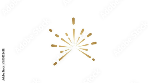 Golden burst of light with radiating lines on white background, modern abstract design element for creative projects and celebrations